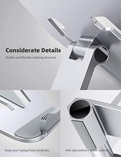 Lamicall Laptop Stand, Adjustable Notebook Riser - Foldable Portable Ergonomic Desktop Laptop Holder for 2021 New MacBook Air Pro, Dell XPS, HP, Lenovo, iPad, Other Notebooks and Tablets - Silver