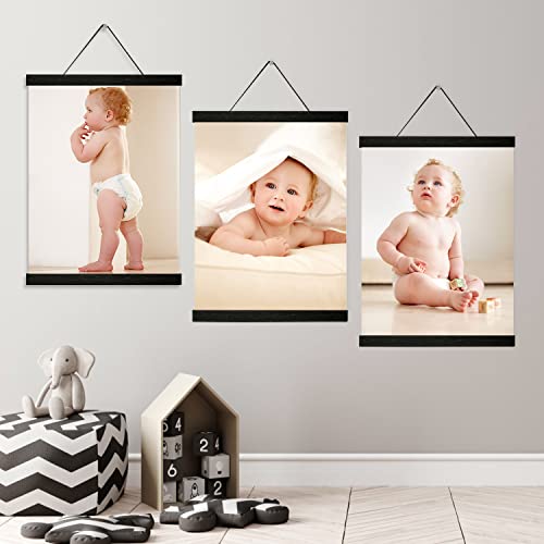 Yk Artwood 3 Pack Magnetic Poster Hanger Frame 16 Inch Black- 16X24 16X22 16X20 Poster Frame- Extra Strong Magnets, Wood Poster Hanger For Wall Art Pictures Photos Prints Maps,Diamond Art Painting, Canvas Hanger #TOP6