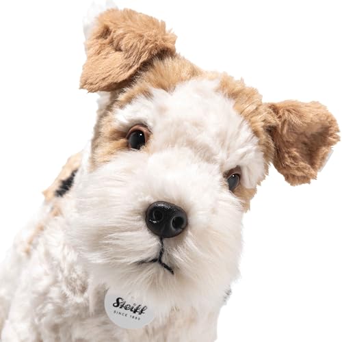 Steiff Foxy Foxterrier 32cm bunt, Süßes Stofftier mit Kunststoffaugen, aus kuschelweichem Plüsch, Plüschtier für Kinder, Jungen & Mädchen, waschmaschinenfest