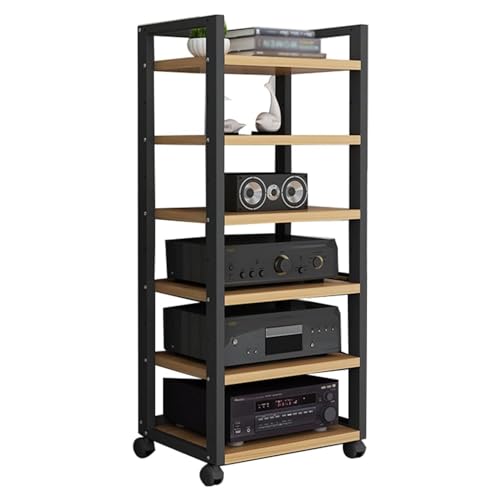 HONGKEFIT AV Media Stand Corner Shelf, CD Rack Entertainment Stereo Component Organizer with Height Adjustable Wooden Shelf for DVD Players, Game Consoles (Color : C-6)