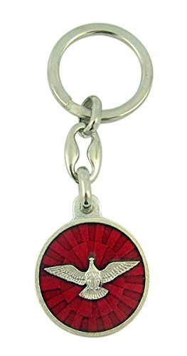 Confirmation Key Chains Holy Spirit Dove Red Enameled Religious Key