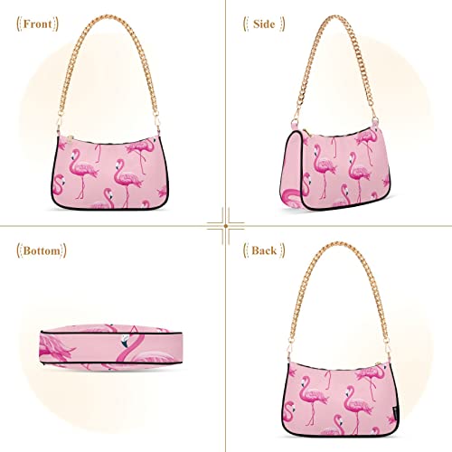 OTVEE Exotic Pink Flamingo Birds Shoulder Bags for Women Small Handbags Mini Clutch Purse2