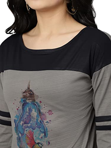 Image of OM SAI LATEST CREATION Women's New 3D Printed Lycra 3 /4 Sleeve Regular Fit Office wear,Casual wear Western Top