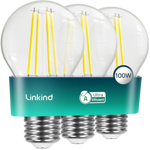 Linkind Ultraeffiziente E27 Lampe Vintage, 7,2W=100W, 2700K Warmweiß mit...