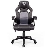 ♛ ULTIMATIVER KOMFORT: Um Ihre Gaming Skills unter Beweis zu stellen, benötigen Sie einen komfortablen Sitz. Die 6,5 cm dicke Schaumpolsterung, sowie das elastische Kunstleder sorgen dafür, dass sich der Sitz optimal an Ihren Körper anpasst. Unterstützt wird der Sitzkomfort zusätzlich durch das Doppellochdesign an der Rückenlehne, das die Atmungsaktivität steigert und das Gefühl von Schwüle reduziert. Damit haben Sie mit unserem Racing Stuhl ein angenehmes Sitzgefühl auch bei längerem Sitzen.