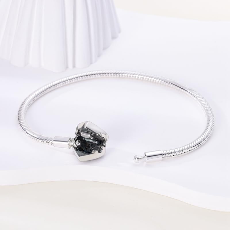 Image of 925 Sterling Silver Snake Chain Bracelets Fit Pandora Charms,Heart Clasp Bracelets Perfect For Any Glamour Gift for Women with 5 A Cubic Zirconia