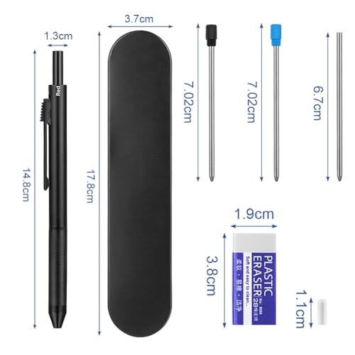 Image of AUAUY 4-in-1 Writing Instrument with Ballpoint Pen and Mechanical Pencil, Ballpoint Pen with 3 Fine Tips (Black /Blue /Red Ink) and 1 Mechanical Pencil with Tip (0.5 mm Lead) with Refills, Erasers