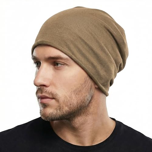 Image of ZLYC Cotton Thin Slouchy Beanie Hat for Men Women Fashion Soft Stretch Knit Skull Cap