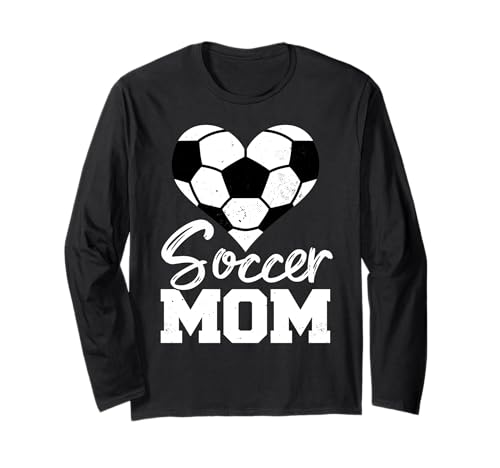 Soccer Mom Heart Funny Heartfelt Love Soccer Player Mom Maglia a Manica