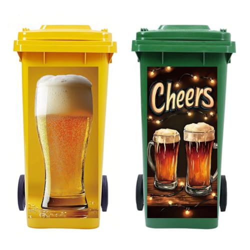 Peacoblue 2 Stück Mülltonnenaufkleber 38x82cm Bier Mülltonnen Aufkleber Wetterfest Groß Mülltonnen Sticker Draußen Für Auffahrt, Garten, Wand, Außen-und Innendekoration Peacoblue 2 Stück Mülltonnenaufkleber 38x82cm Bier Mülltonnen Aufkleber Wetterfest Groß Mülltonnen Sticker Draußen Für Auffahrt, Garten, Wand, Außen-und Innendekoration