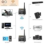 1Mii 3-in-1 2.4GHz Wireless Audio Transmitter and Receiver for TV, 20ms Ultra Low Delay RCA Out/in, 320 ft Range Wireless Adapter for Subwoofer to TV/PC/CD Player, 2 Receivers for Two Speakers - Image 5