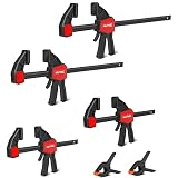 HAUTMEC 6-Piece Bar Clamps for Woodworking,12Inch x 2 and 6x 2Inch wood clamps,2 Spring Clamps,Light