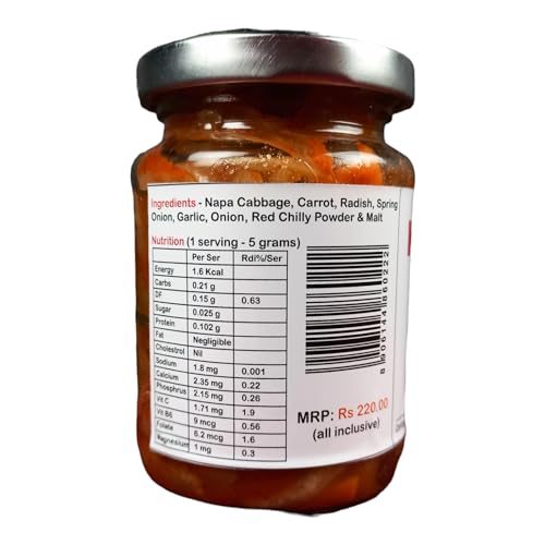 HANDS ON TUMMY Kimchi Factory - Red Kimchi - Spicy Korean (Probiotic + Prebiotic) Pickle For Gut Health - (110 Grams)