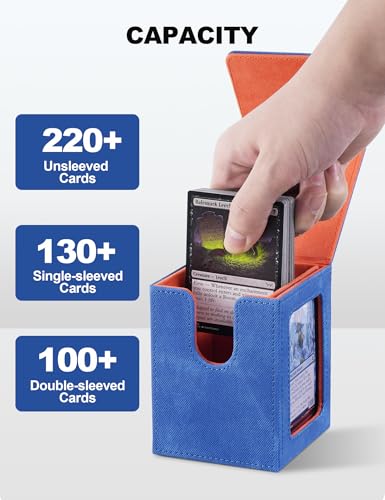 Miniatura 2 de Mtg - Caja De Mazo Con Pantalla Commander, Funda Para Más De 100 Tarjetas De Doble Manga, Caja De Almacenamiento Para Tarjetas Coleccionables Para Tcg Ptcg Sports Azul Y Naranja