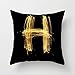 Lieson Fundas de almohada, 1 unids fundas de cojín de 16 x 16 pulgadas, fundas de cojín al aire libre de oro negro de 40 x 40 cm, chispa letra inglesa H, poliéster