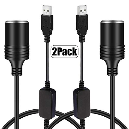 2Pack USB to 12V DC Adapter - USB A Male to 12V Car