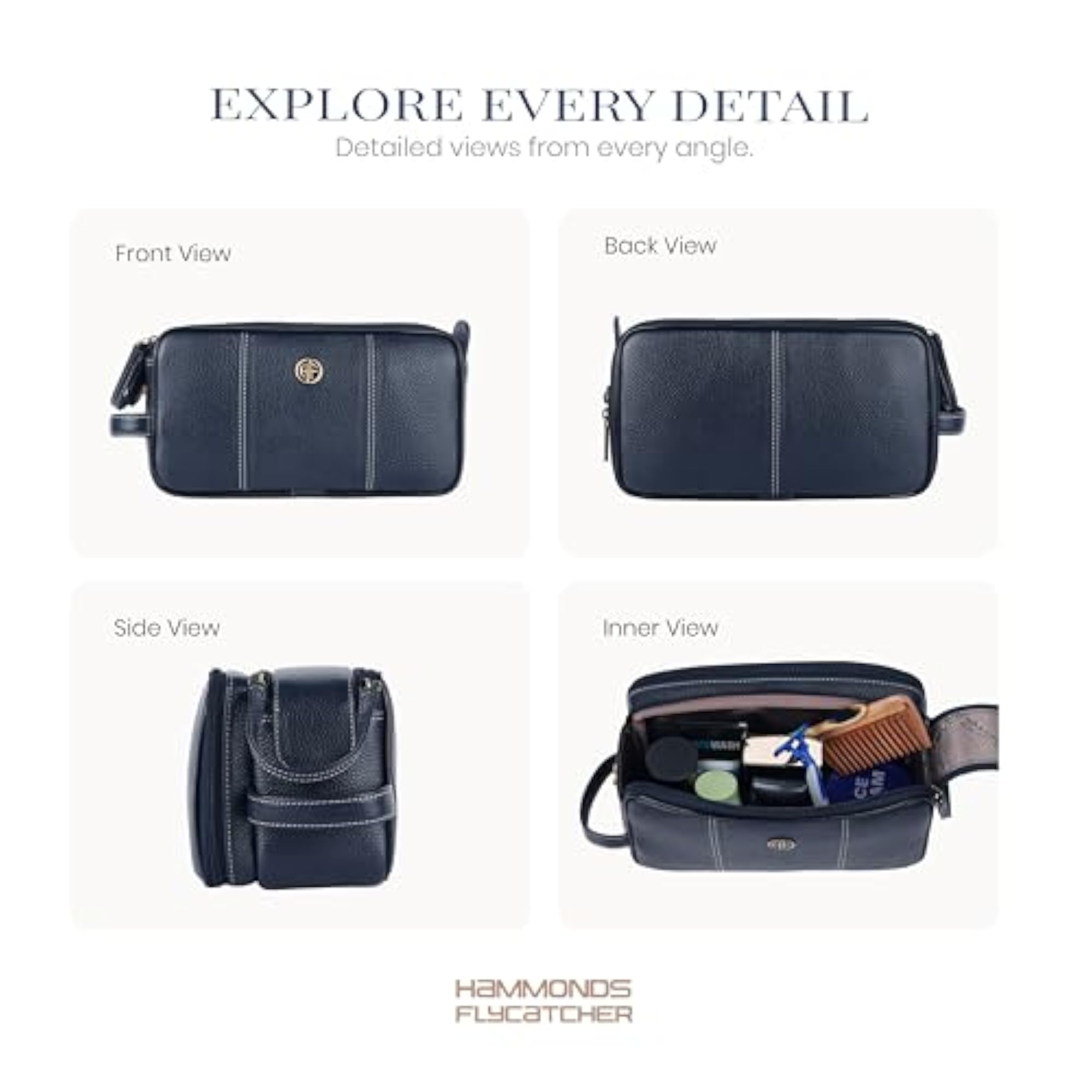 Genuine Leather Travel Organizer Pouch, Toiletry Bag