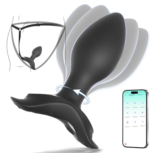 Strap On Vibrating Anal Butt Plug,360° Rotating & Vibrating Anal Plug with 9 Modes, Wearable Anal Vibrator with Adjustable Straps for Any Body and Position. APP-Controlled Prostate Massager,BDSM