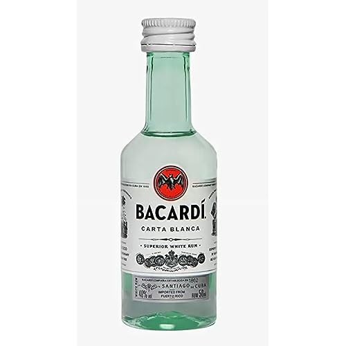 Lote de 10 Botellas Decorativas Mini 'Ron Blanco Bacardi'. Regalos Originales. Licores y Complementos. Detalles para Bodas, Comuniones, Bautizos y Cumpleaños. DS