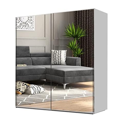 Perth Free Standing Full Double Mirror Sliding Door Door Wardrobe (150cm, White) Cover