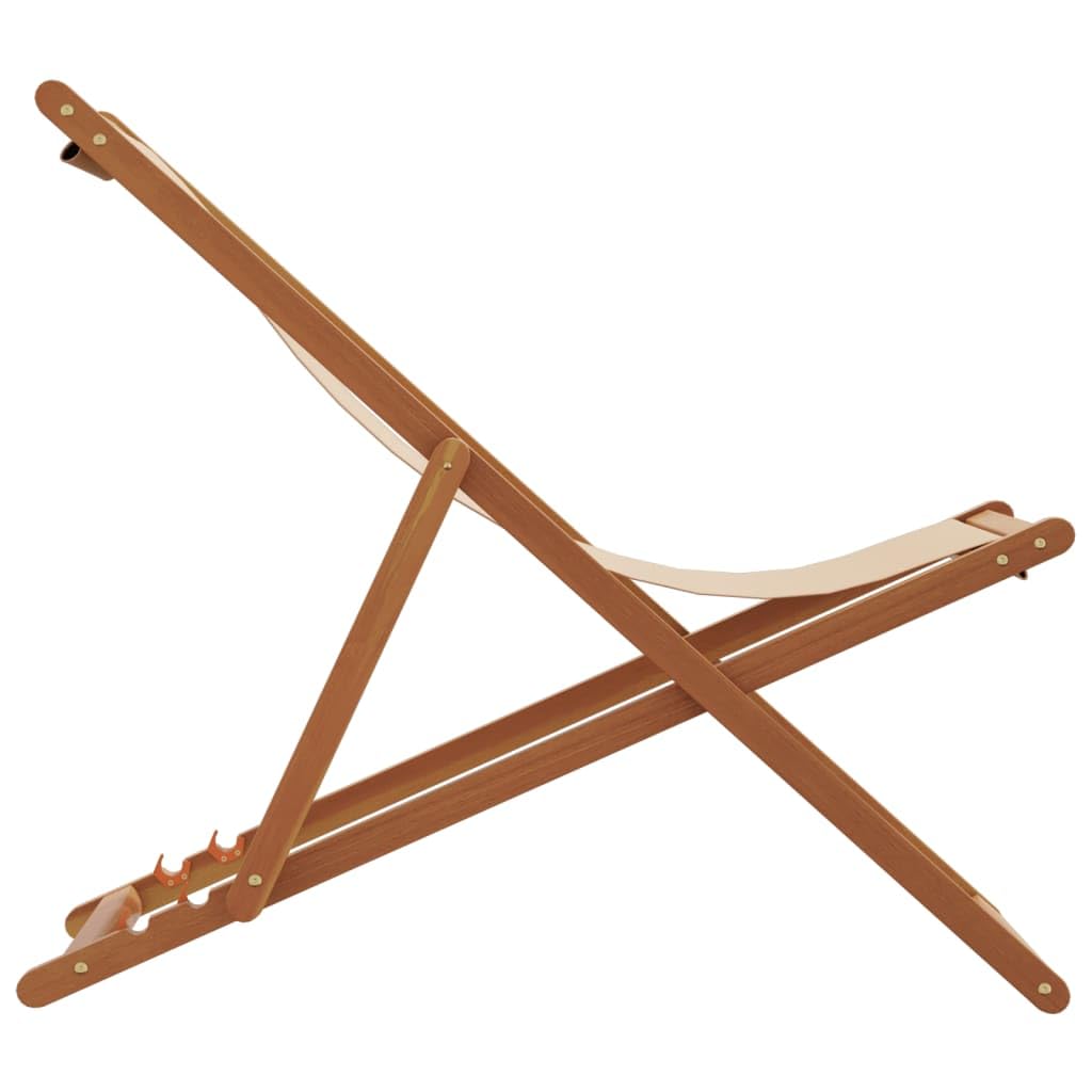 vidaXL Sillas Plegables (2 Unidades) de Tela Beige y Madera Maciza