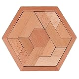 Wooden Hexagon Puzzle for Kid Shape Pattern Block Brain Teaser Puzzles Wood Geometric Tangram Puzzle Blocks Game STEM Montessori Educational Gift for Kids (Original Color)