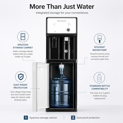 Fontaine à eau à chargement inférieur premium pour bonbonne 5 gallons