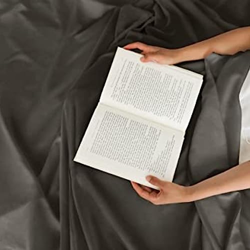Image of Flat BedSheet with 2 Pillow Covers 600 TC 100% Egyptian Cotton Bedsheet Comfortable & Durable Hotel Quality Sheet (Super King 110x110, Dark Gray)