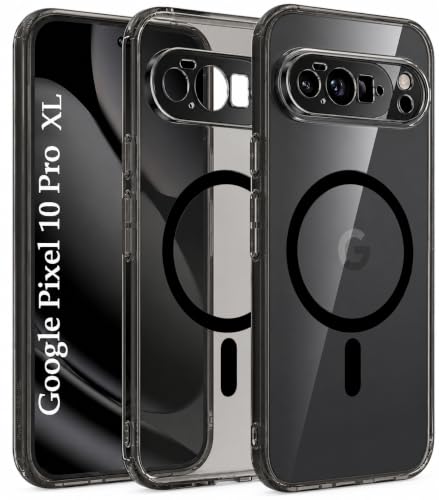 Image of Elzzi Anti Scratch Semi Translucent Cover for Google Pixel 10 Pro XL Case, Premium PC + TPU Magnetic Phone Cases Drop Proof, Compatible with Magsafe Slim Never Yellowing Shockproof