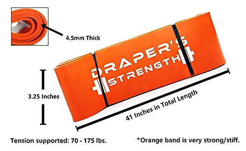 Draper's Strength Heavy Duty Resistance Stretch Loop Bands For Powerlifting Workout Exercise And Assisted Pull Ups 07. Orange #TOP2