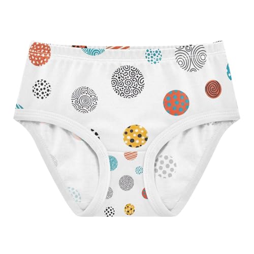 Toddler Girl Briefs, Colorful Circles Stripes Cotton Girls Underwear, 2–8 Years
