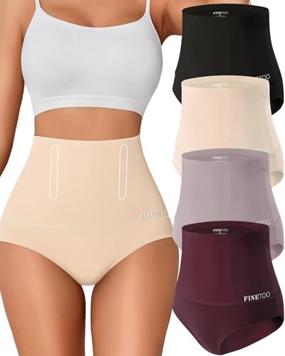FINETOO Tummy Control Underwear Shapewear for Women Seamless High Waisted Panties Moderate Shaping Briefs S-3XL