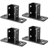 Nrspp 4 Pcs 2 Slotted Hole U Post Base Strut Mount Fit for 1-5/8” Square Single Channel, Black Powder-Coating Carbon Steel Q235B,Fence Post Base Channel Rail Crossmember Mounted Taller Strut Channel