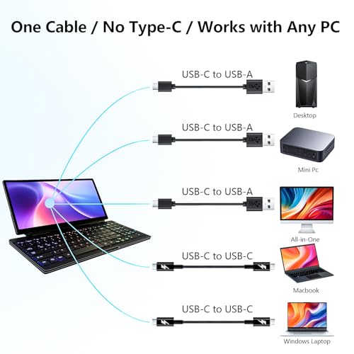 Image of Portable Touchscreen Monitor with Silent Keyboard 12.8-inch Ultra-Slim Stretched Bar Screen Folding FHD 120% sRGB, USB-A /C Compatible Screen for Computers, Laptops, Mini PCs, Console