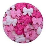 NCS Hot Pink, Light Pink and White Ribbon Bows Edible Candy Sprinkles, 8 ounces