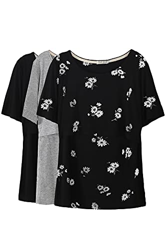 Image of Smallshow Women's Maternity Nursing Tops Short Sleeve Breastfeeding Clothes