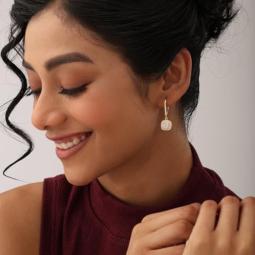 Image of TRUESILVER ACPL 925 Sterling Silver Cubic Zirconia Earrings for Women & Girls | BIS Hallmarked Drop Dangle Leverback Style | Elegant Jewelry Gift for Women