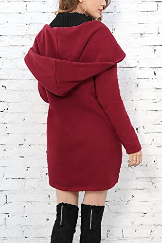Women's Casual Oversized Loose Fit Long Sleeve Button Up Fleece Hoodies Sweatshirt Jacket Overcoat Outwear #TOP3