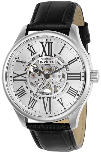 Invicta Men's Vintage Automatic Stainless Steel and Leather Casual Watch, Color:Black (Model: 22566)
