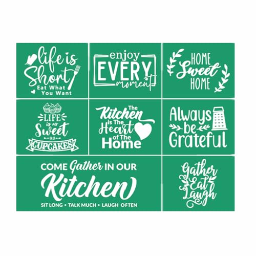 JAJADO Baking/Cooking/Gather/Farmhouse Kitchen Stencil 8.5X11 inch, Homemade Bakery Rustic Sign Self-Adhesive Silk Screen Stencils for Paintig on Wood/Fabric/Plate/Dining Room Home Decoration