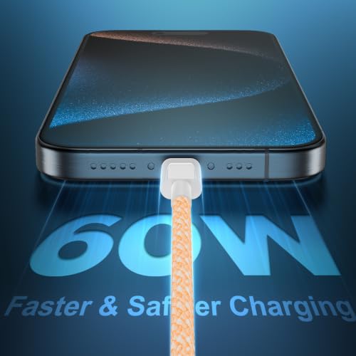 Image of USB C to USB C Cable 6FT+10FT 2Pack 60W iPhone 17 16 15 Charger Cord Long Type C to C Cable Fast Charging for Apple iPhone 17 16 15 /Pro /Pro Max /Plus /iPad Pro Air /MacBook /Air /Mini /Samsung Galaxy-Orange