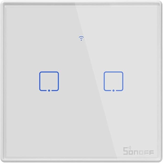 Smart Light Switch, SONOFF WiFi Touch Wall Light Switches Works with Alexa and Google Home,APP Remote Control & 433MHz RF Control, 2 Gang 1 Way, White, Neutral Wire Required