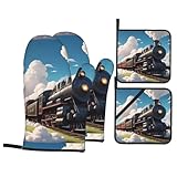 Küchen-Backhandschuhe Topflappen HJFCZH Dampfzug Wolken Druck verdickt praktisch...