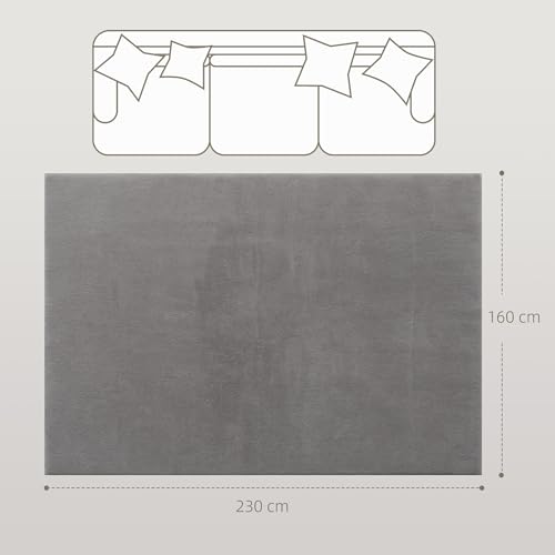 Tapis lavable en machine antidérapant gris clair 230x160 cm à poils longs - 3