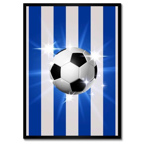 Poster football 50x70 cm avec cadre blanc pour décoration murale rayures