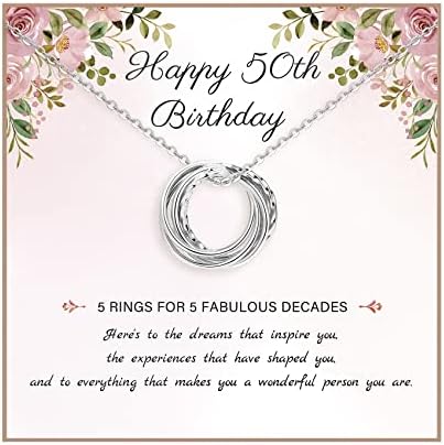50th Silver Birthday Decorations Gifts for Women S925 Sterling Silver Birthday Necklaces 30th 40th 50th 60th 70th 80th Happy Mothers Day Daughter Mom Friend Jewelry 50 Birthday Gifts for Women