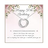 50th Silver Birthday Decorations Gifts for Women S925 Sterling Silver Birthday Necklaces 30th 40th 5