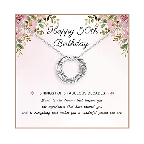 50Th Silver Birthday Decorations Gifts For Women S925 Sterling Silver Birthday Necklaces 30Th 40Th 50Th 60Th 70Th 80Th Happy Mothers Day Daughter Mom Friend Jewelry 50 Birthday Gifts For Women #TOP3