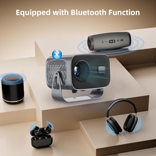 New Upgraded TDOO 4K HD Portable Projector with WiFi6 ＆ Blutooth 5.0, Electric Focus/Android 13.0, 200”Display Supported,27000 lumens Smart Projector for Outdoor Moives ＆ Home Theater with Stand