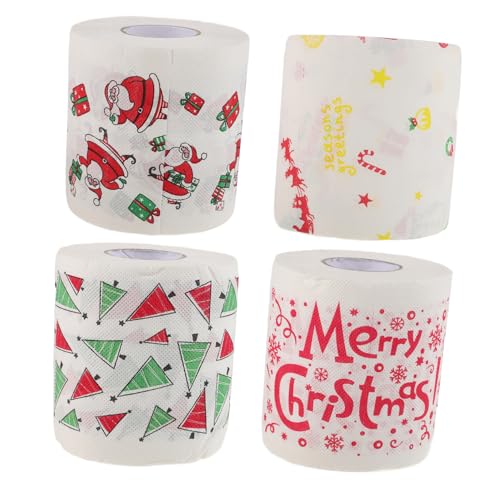 LRXIYODE 4 Rollos Papel Higiénico Navideño Divertido Doble con Festivos para Decoración y Suministros para Fiestas Xmas